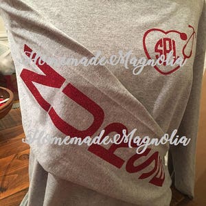 Monogrammed Nurse Shirt, Monogrammed Stethoscope Shirt, Glitter Nurse RN LPN MA cna Sleeve Design, Nurse Shirt, Glitter Monogram Shirt image 2