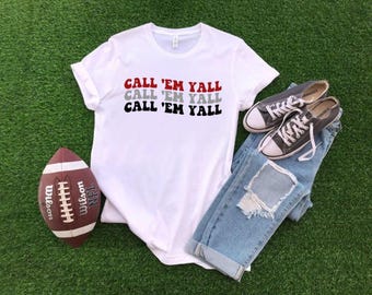 Groovy Call Em Yall voetbalshirt, voetbalshirt voor vrouwen, Call Em Tailgate voetbalshirt, varkensshirt, voetbal Arkansas