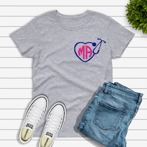 Nurse Shirt, Stethoscope Shirt, Stethoscope rn Shirt Nurse Tshirt, Glitter Nurse RN LPN, Nurse Short Sleeve Shirt, Glitter RN Nurse Shirt