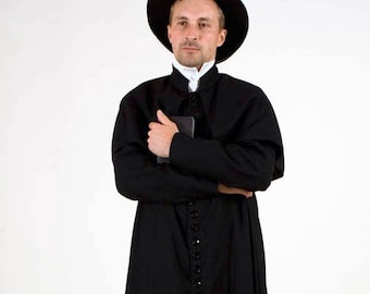 Black priest robe, Religious cassock - Custom order