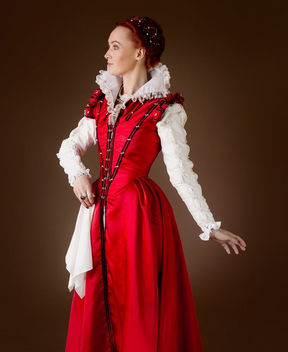 Red Renaissance Gown, 16th Century Italian Dress Made to Order