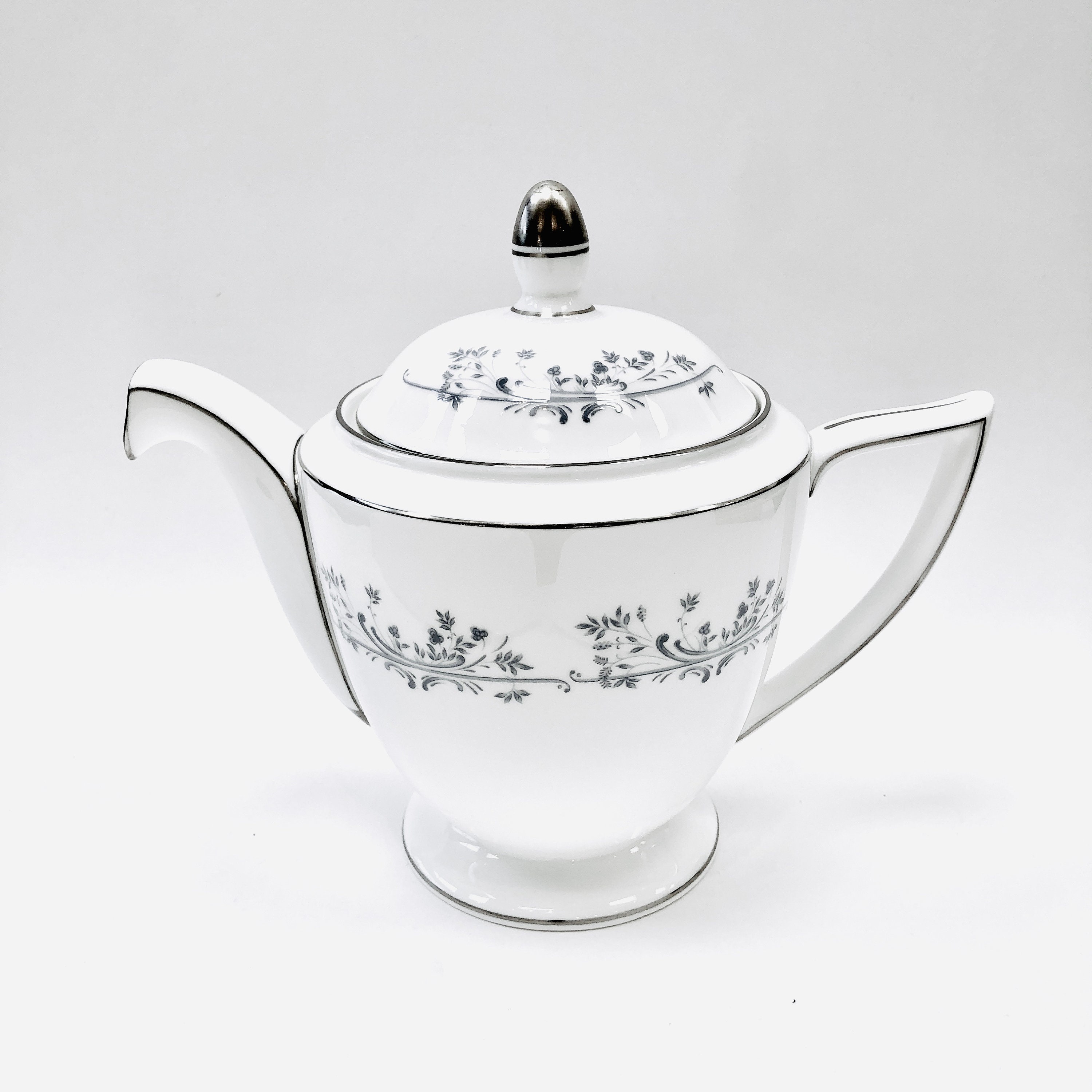 Minton Pandora Teapot Tea Pot Vintage Floral Grey Etsy