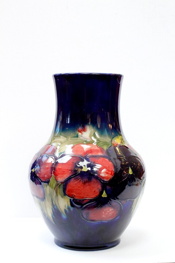 Vintage Moorcroft Pottery Flower Vase Floral 1950s Vase Etsy