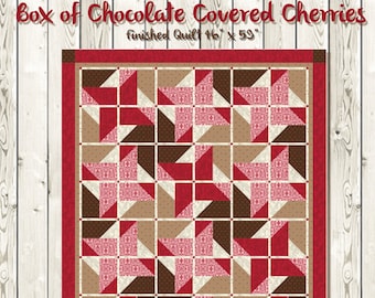 Box of Chocolate Covered Cherries Quilt Pattern- Easy for beginners- Lap quilt- Digital Download