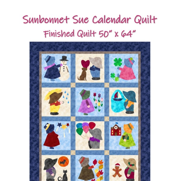 Sunbonnet Sue Calendar Quilt - Téléchargement numérique