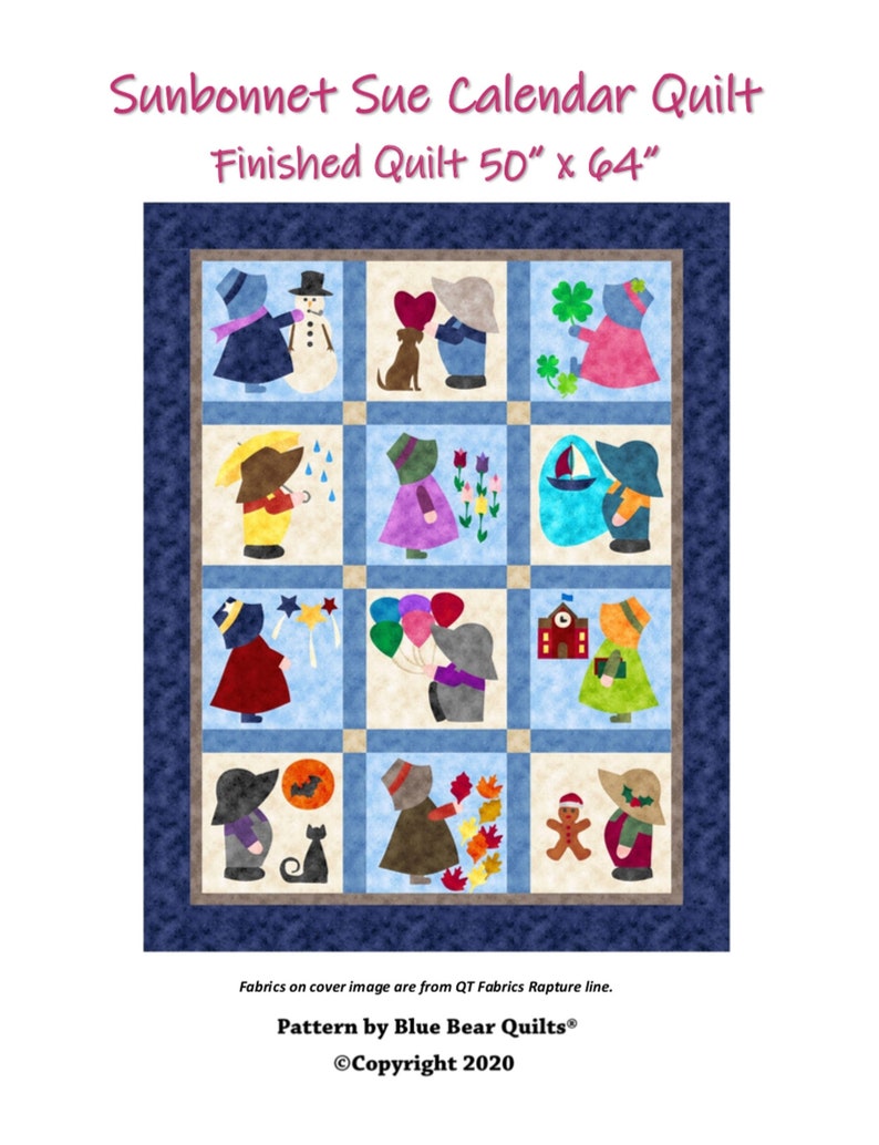 Sunbonnet Sue Calendar Quilt Digital Download image 1