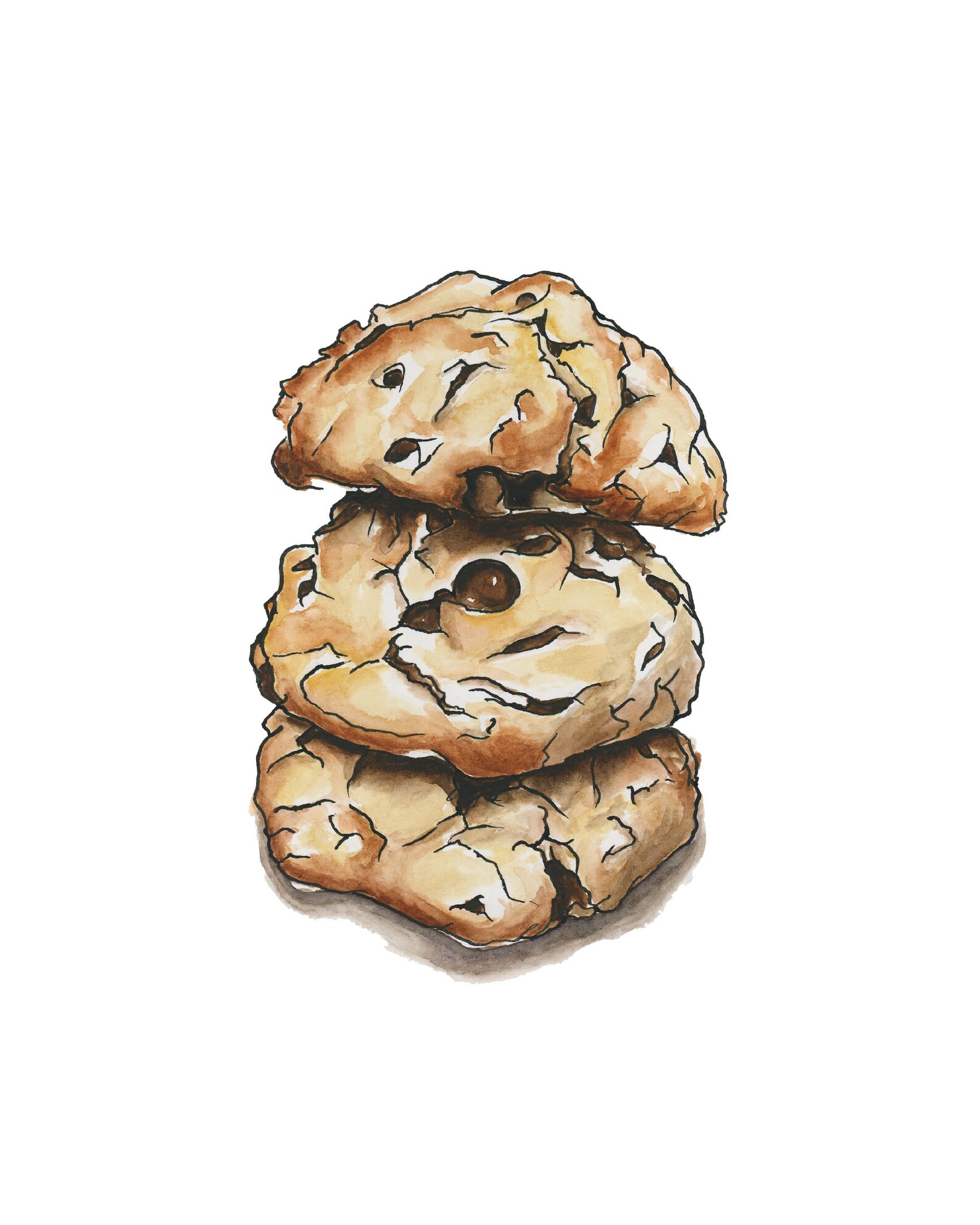 Chocolate Chip Cookie Art Print Cookie Art Kitchen Art Etsy