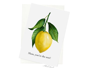 Lemon Greeting Card, Mother's Day Card Funny, Food Pun Cards, Lemon Card, Mom Greeting Card, Greeting Cards, Funny Greeting Card, Food Card