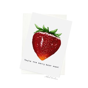 Tarjeta de felicitación de fresa, tarjeta del día de la madre divertida, tarjeta de fruta, tarjeta de juego de comida, tarjeta de felicitación de la fruta, tarjeta de felicitación de la mamá, tarjeta de fresa