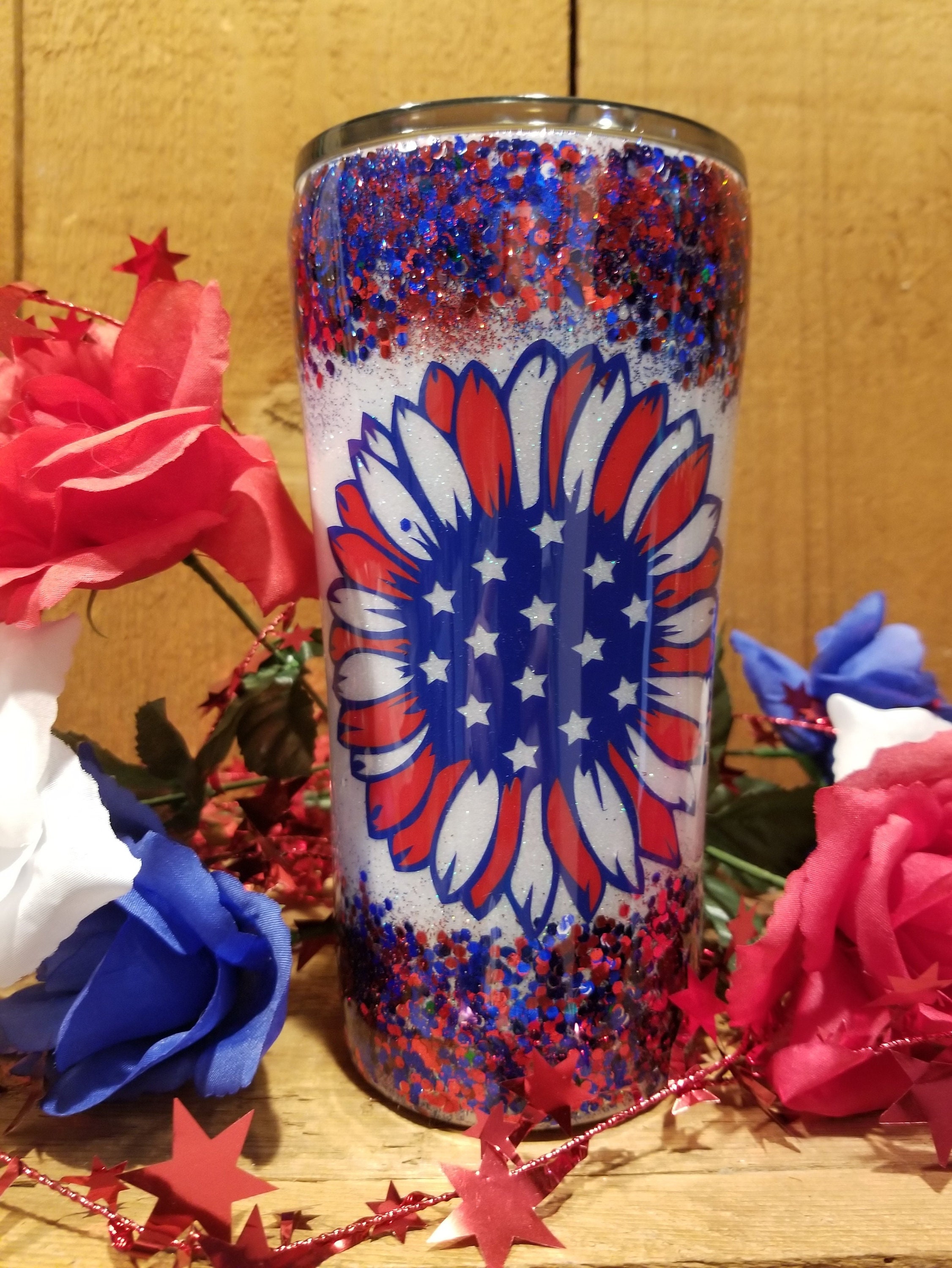 Customizable 4th of July Tumbler Flag Sunflower 4th of July | Etsy