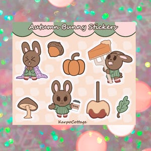 Przytulny jesienny króliczek Arkusz naklejek Dyniowy placek Dziennik Planer Cukierkowe Jabłko Zabawny notatnik Naklejka na laptopa Kawaii Kawa Królik Jesienny sweter