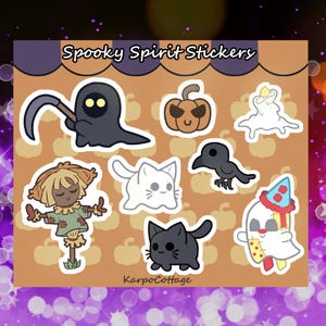 Straszny arkusz naklejek Grim Reaper Halloween Scrapbook Strach na wróble Czarny kot Duch Bullet Journal
