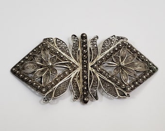 Antique Victorian Silver Decorative Sash Buckle