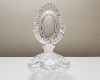 Pressed Glass Perfume Bottle With Thumbprint Pattern
