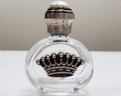 Round Mini Perfume Bottle with Silver Crown and Silver Lid