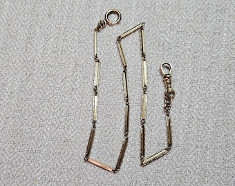 Gold Fill Pocket Watch Chain with Bar and Link Design