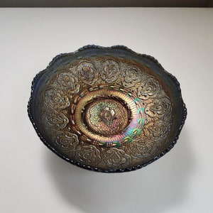 Fenton Cobalt Persian Medallion Carnival Glass 8&quot; Berry/Fruit Bowl