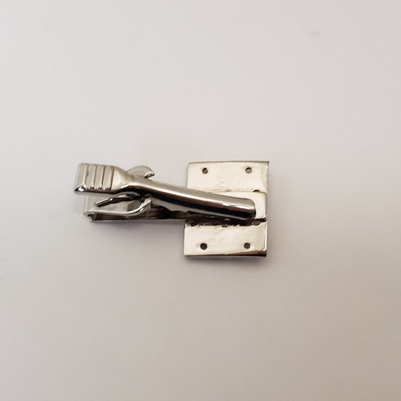 Silver Tone Hinge Tie Clip - image 4