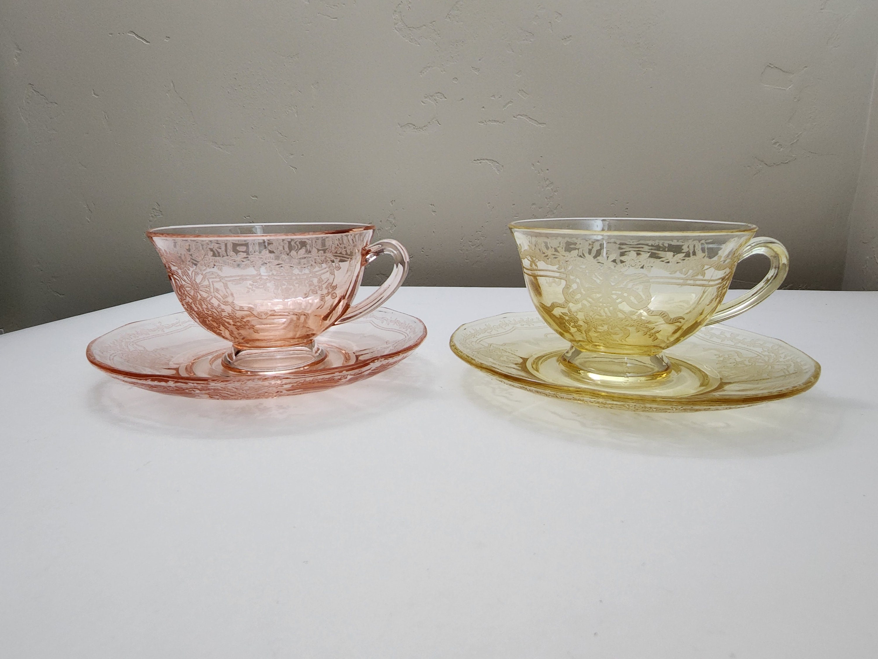 Fostoria Crystal Tea or Coffee Cup and Saucer. Fairfax Pattern Rose Pi –  Anything Discovered