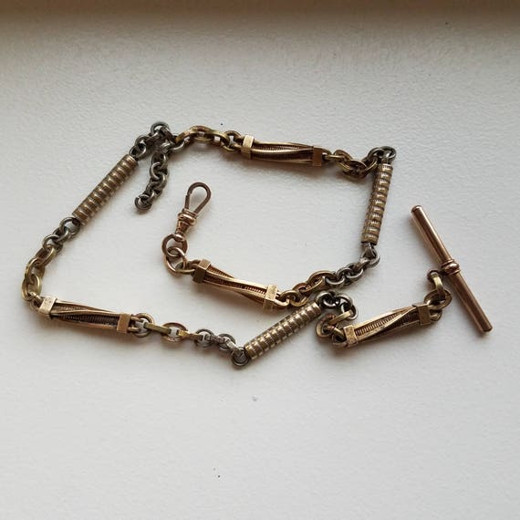 Edwardian Gold and Silver Tone Watch Chain