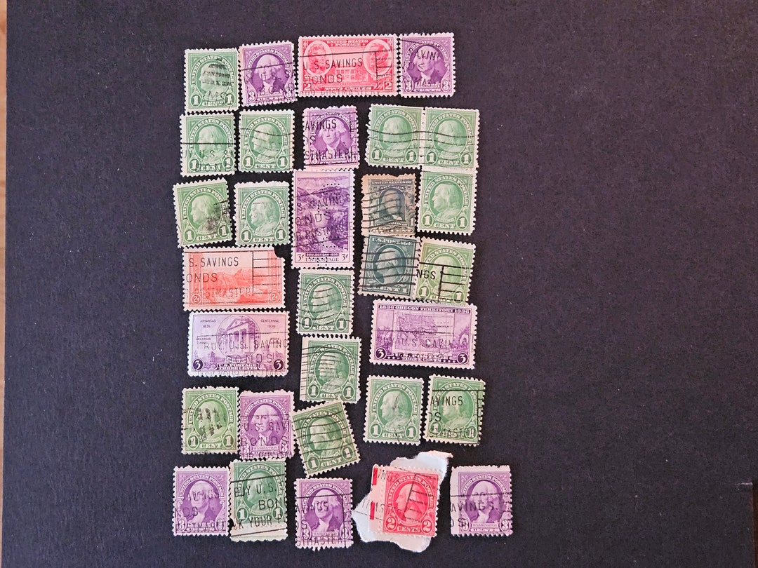 Group of Old Cancelled US Postage Stamps Buy US Savings Bonds Etsy