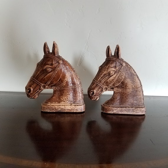 Syroco Wood Horse Head Bookends