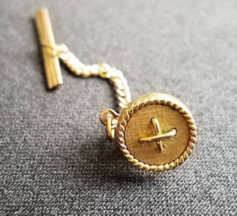 Gold Tone Button Tie Tack by SWANK