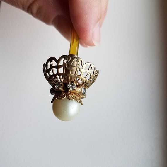 Victorian Celluloid Hair Pin Decoration - image 4