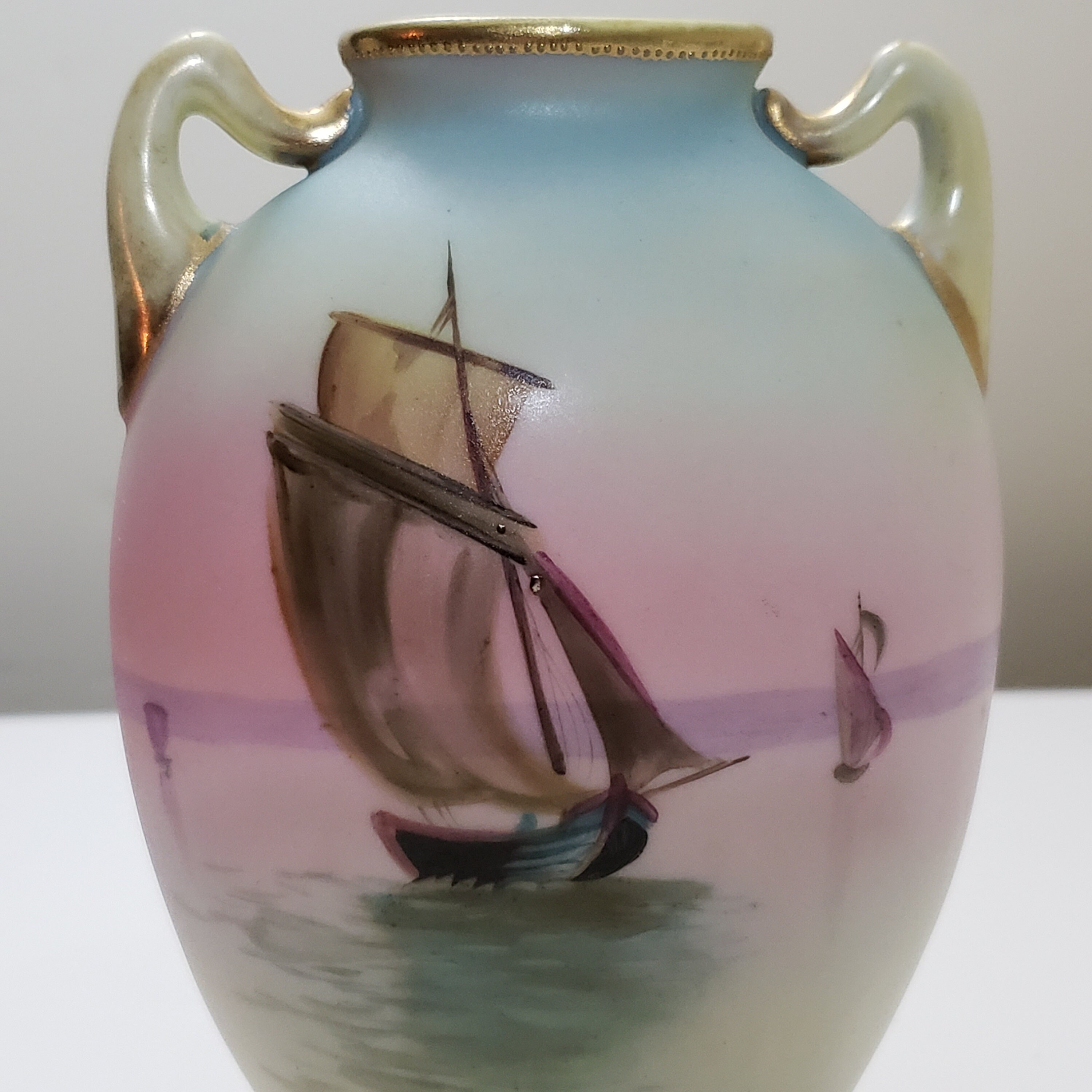 Hand Painted Nippon Two Handled Vase Etsy