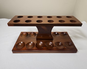 Estate Walnut Hardwood 12 Slot Pipe Stand by Fairfax