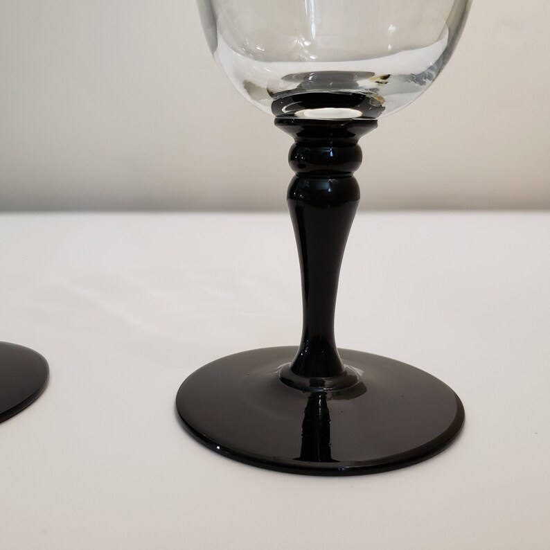 Crystal Wine Glasses With Black Stems and Floral Cut Pattern Etsy