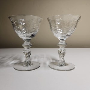Set of 2 Cut Crystal Cocktail or Wine Glasses