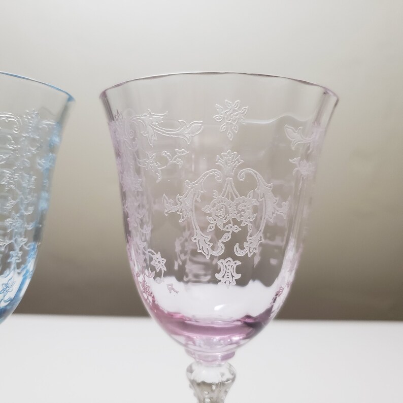 Fostoria Navarre Claret Wine With Blue or Pink Bowl Each Etsy