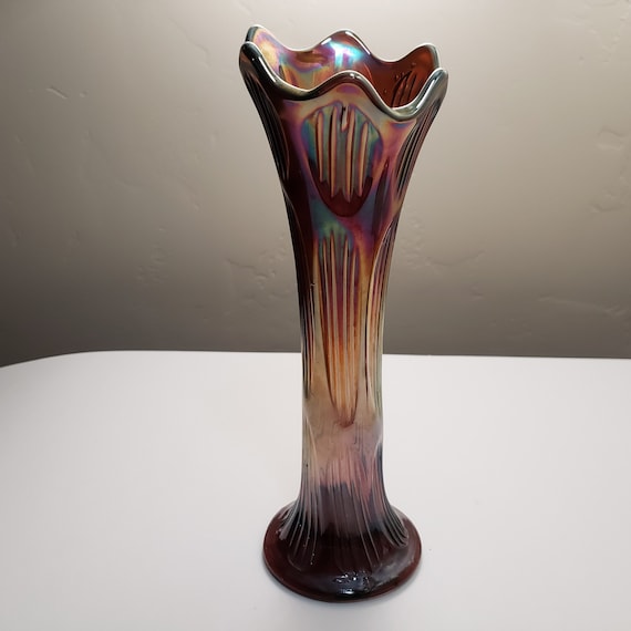 Fenton Diamond and Rib Amethyst Carnival Glass Vases Sold - Etsy