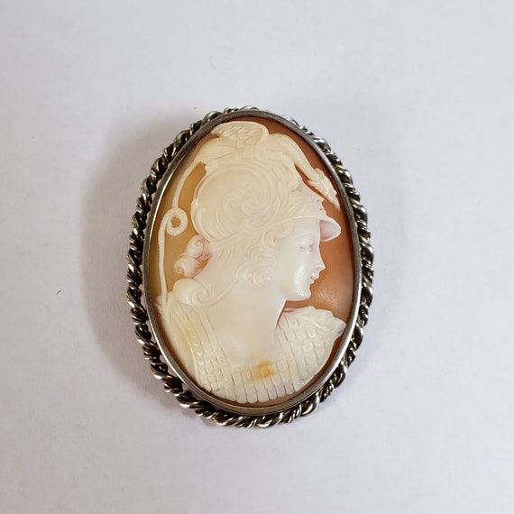 Antique Silver Cut Shell Athena Cameo