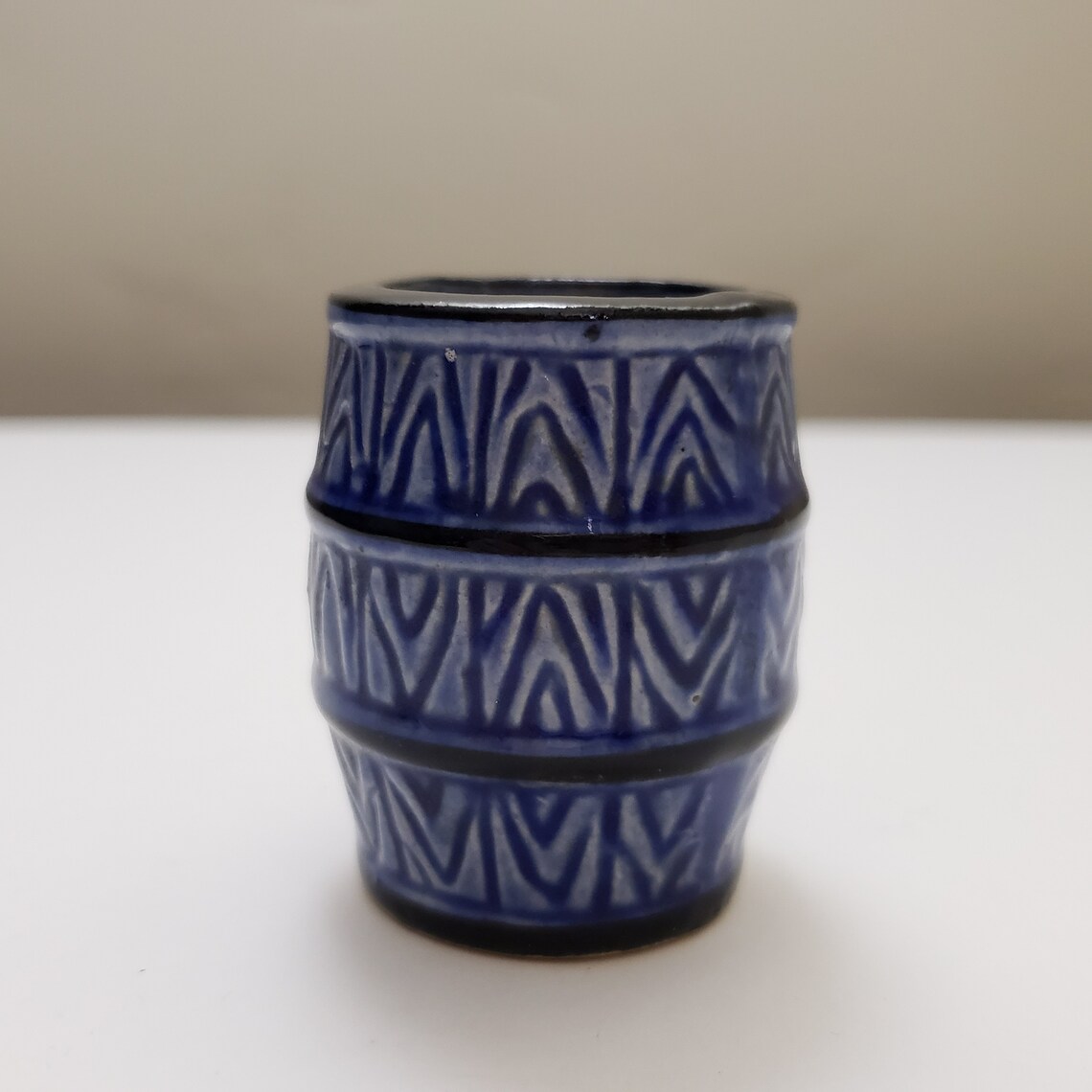 Porcelain Blue Barrel Toothpick Holder Etsy