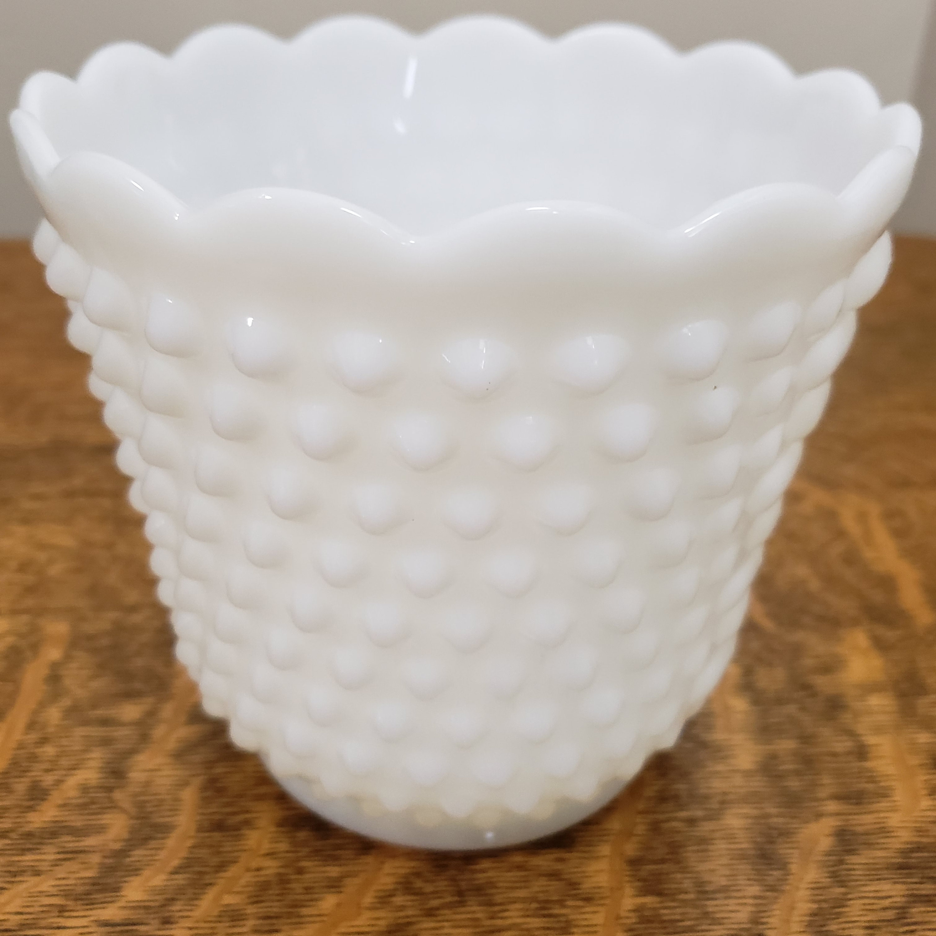 Fire King 5 1/4 Hobnail Milk Glass Vase With Scalloped Etsy