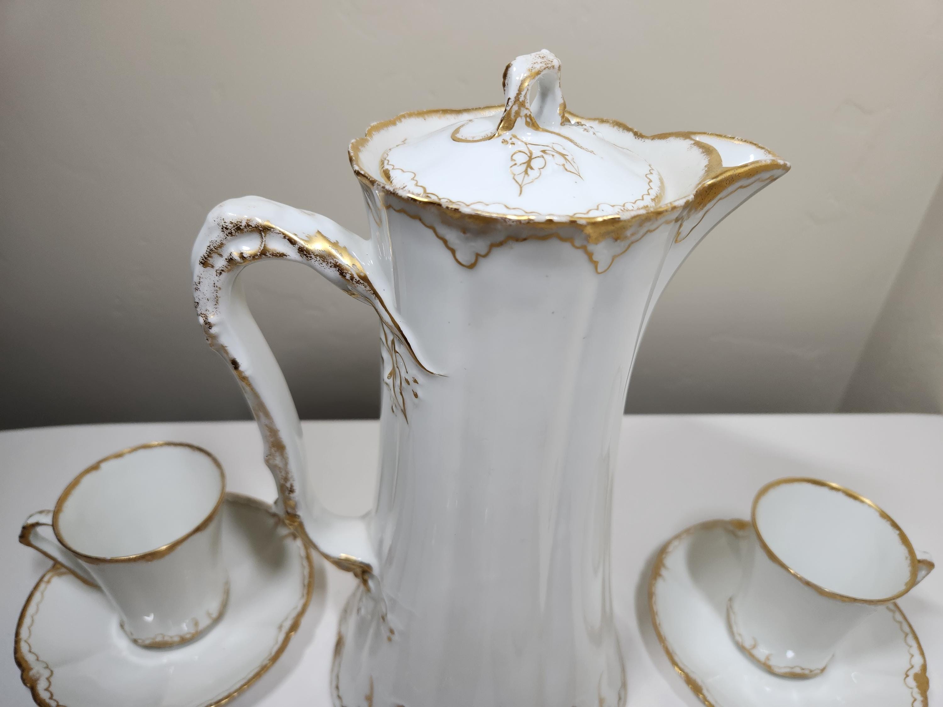Antique Haviland & Co Limoges Tall Chocolate Pot Set