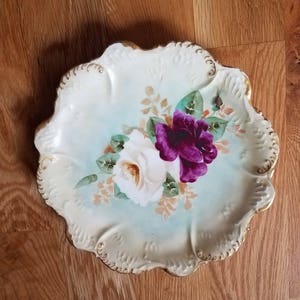 Elite Limoges France Dessert Plate with Hand Painted Flowers