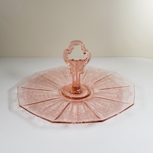 Cambridge Glass Pink Cleo Center Handled Tray