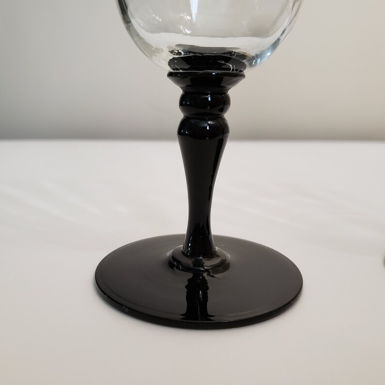 Crystal Wine Glasses With Black Stems and Floral Cut Pattern Etsy