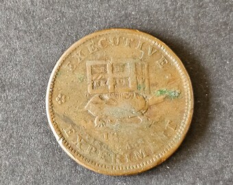 Antique Hard Times Token Executive Experiment 1837 Fiscal Agent Turtle ...