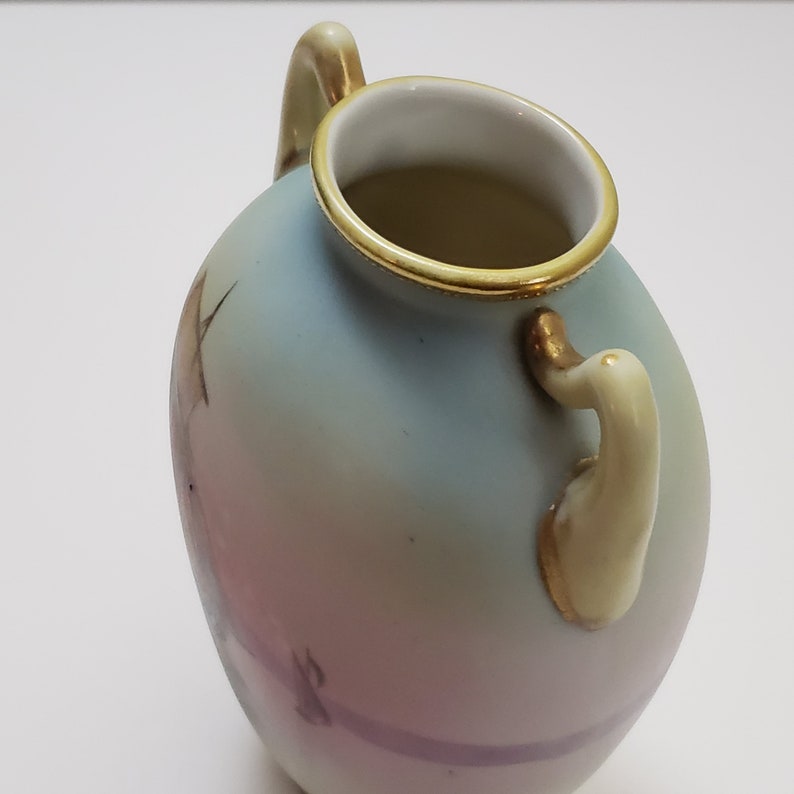 Hand Painted Nippon Two Handled Vase Etsy