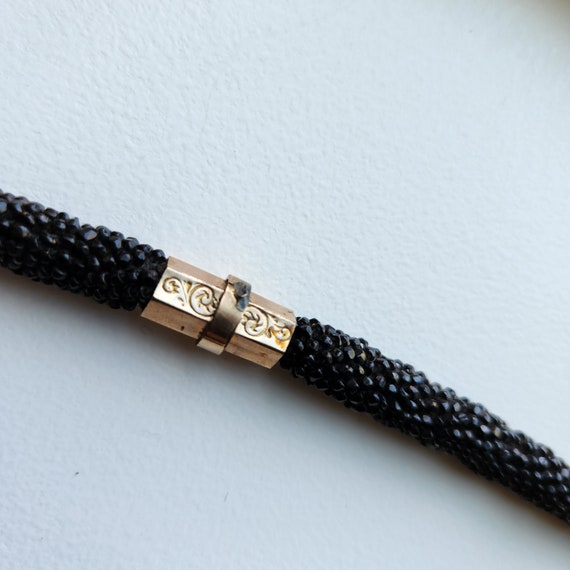 Victorian Black Glass Beaded Watch Chain - image 9