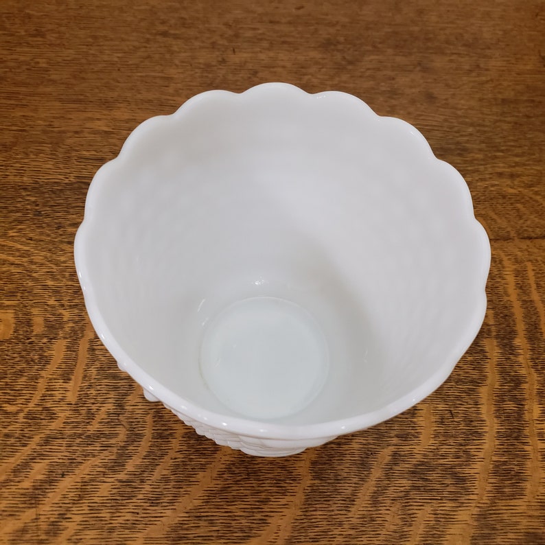 Fire King 5 1/4 Hobnail Milk Glass Vase With Scalloped Etsy