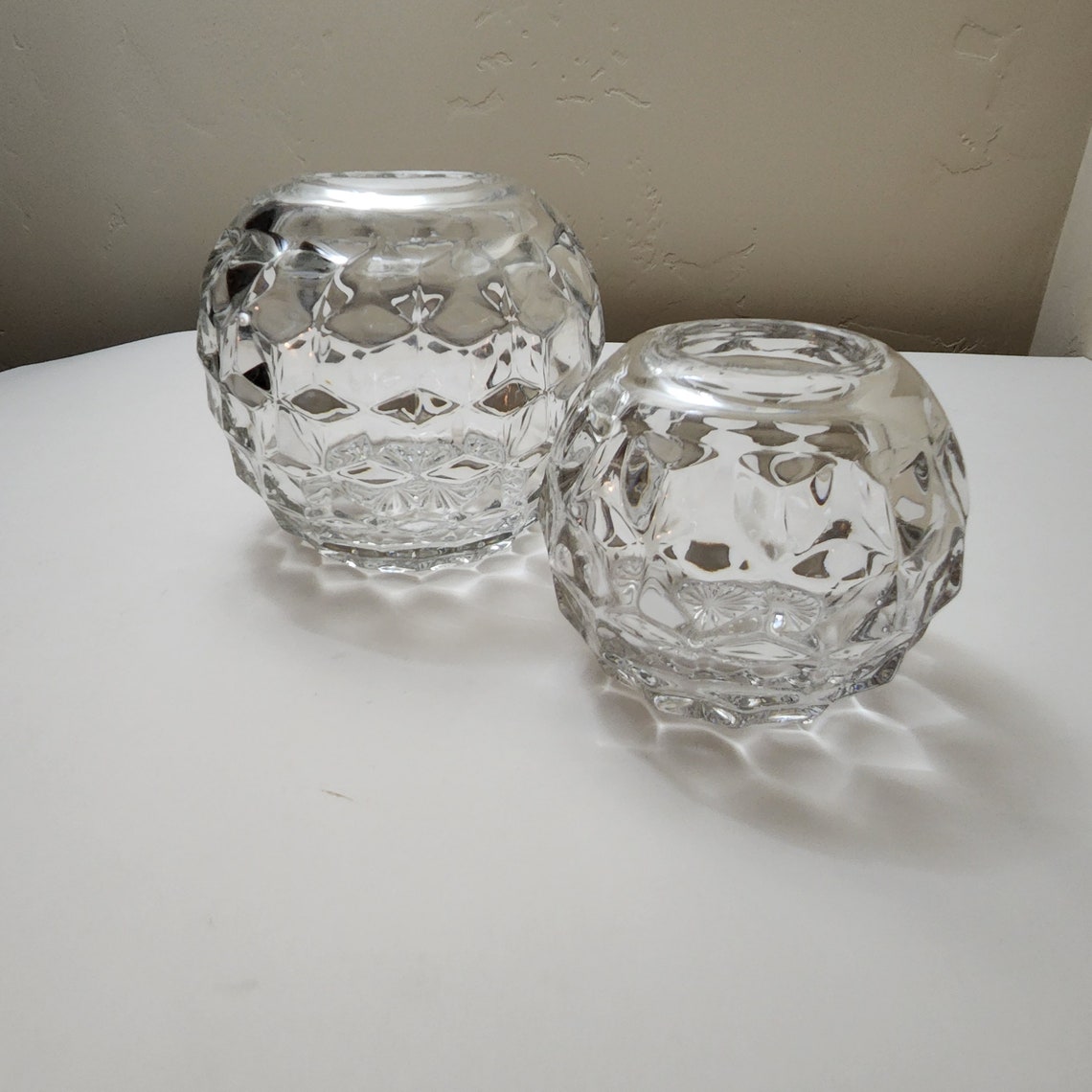 Fostoria American Rose Bowl Vases 4 1/2 and 3 1/4 Etsy