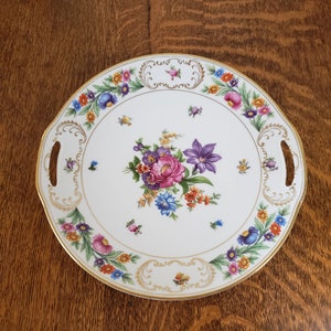 Dresden Style Porcelain Handled Serving Platter In The Royal Pattern.