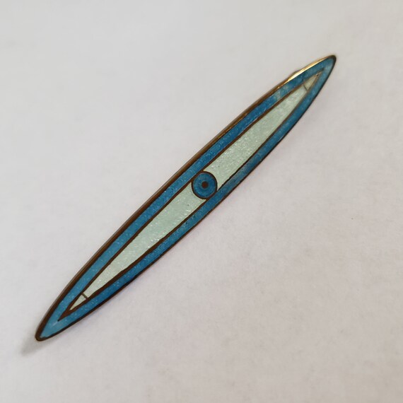 Antique Art Nouveau Guilloche Enamel Brooch Bar