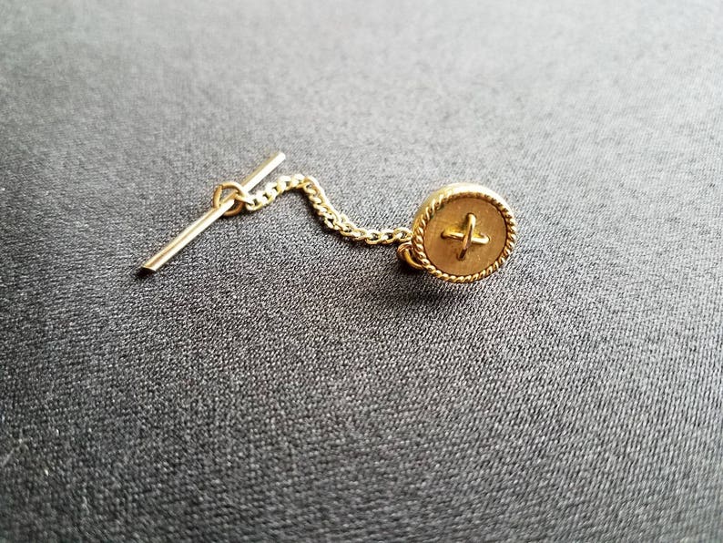 Gold Tone Button Tie Tack by SWANK