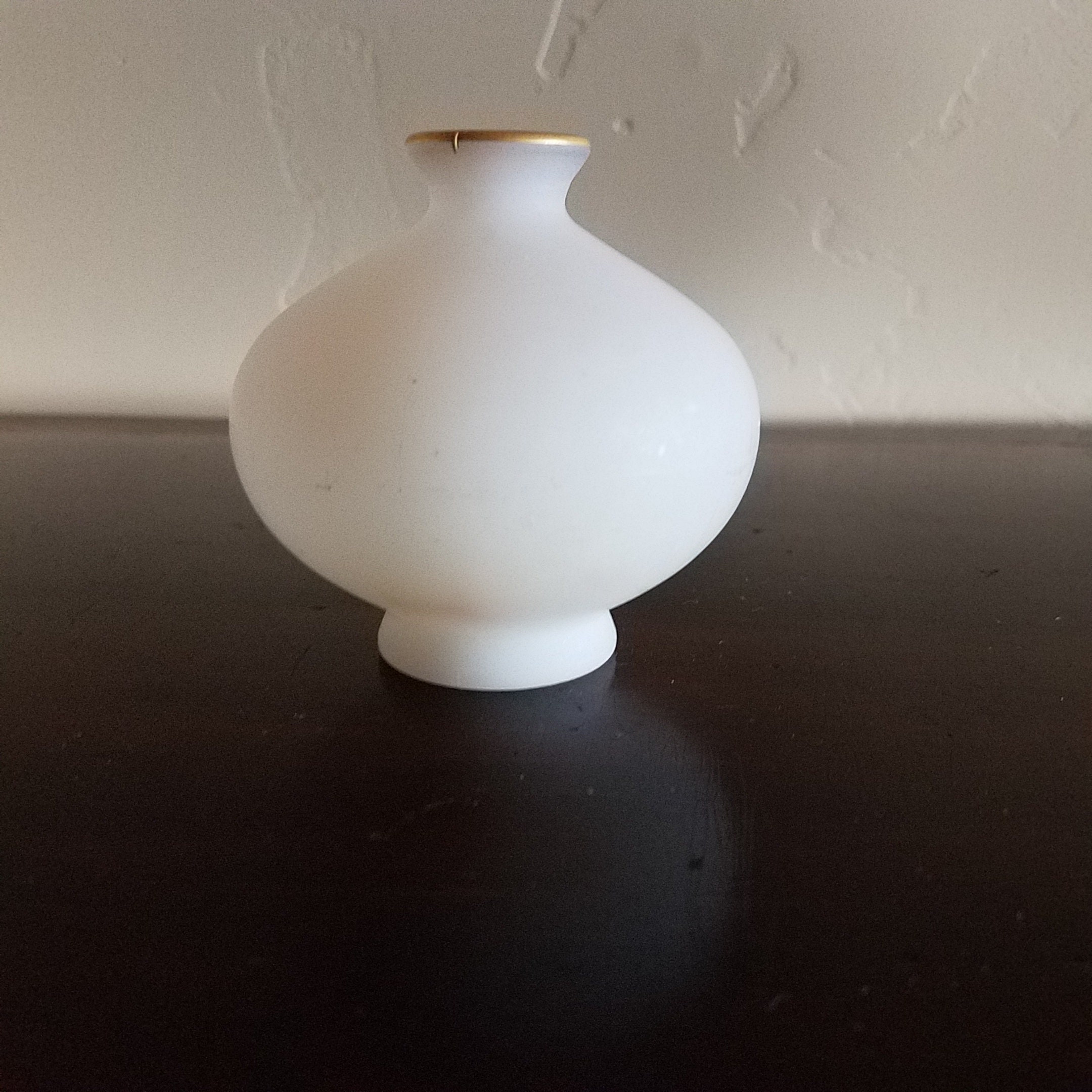 Frosted White Glass Vase with Gold Trim and Hand Painted Etsy